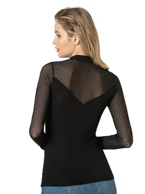 Özkan Kadın Ring Viskon Flok Tül Uzun Kol Esnek Yumuşak Bluz T-Shirt Badi Özkan 26824 - Alternatif Görünüm