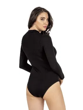 Özkan Kadın Ring Viskon Yarım Balıkçı Uzun Kollu Yakası Tül Kancalı Çıtçıtlı Body Özkan 25783 - Alternatif Görünüm