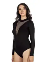 Kadın Ring Viskon Yarım Balıkçı Uzun Kollu Yakası Tül Kancalı Çıtçıtlı Body Özkan 25783 Siyah farklı açı