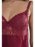 Gögüs Kaplı Saten Dantelli Gecelik Pierre Cardin 665 Bordo görsel 14