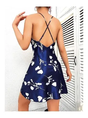 NightLight Kadın Saten Mavi Mini Fantezi Gecelik NightLight 3656 - Alternatif Görünüm