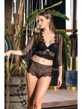 Gallipoli Kadın Siyah Bolero Sütyen Boxer Külot Takım Gallipoli MGP31433