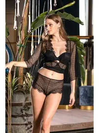 Gallipoli Kadın Siyah Bolero Sütyen Boxer Külot Takım Gallipoli MGP31433