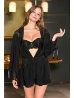 Kadın Siyah Mini Boy Sabahlık Gallipoli MGP11390 Siyah