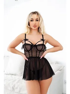 NightLight Transparan Fantezi Mini Siyah Kadın Gecelik NightLight 3642