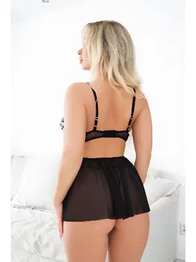 NightLight Transparan Fantezi Mini Siyah Kadın Gecelik NightLight 3642 - Alternatif Görünüm