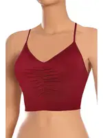 Kadın Sütyen Sporcu Büzgülü Balensiz Esnek Rahat Kumaş ÖTS 6071 Bordo