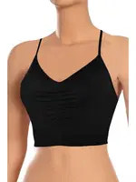 Kadın Sütyen Sporcu Büzgülü Balensiz Esnek Rahat Kumaş ÖTS 6071 Siyah detay görünüm