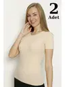 Kadın Ten Likralı Yuvarlak Yaka Fanila 2li Paket Arma Yıldız 3358 - 2 ADET