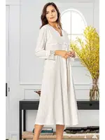 Kadın Uzun Kollu Hamile Lohusa Gecelik XSES 2550  Ekru