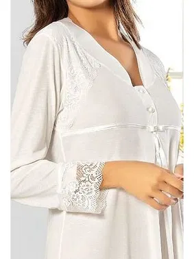 XSES Kadın Uzun Kollu Hamile Lohusa Gecelik XSES 2550  - Alternatif Görünüm