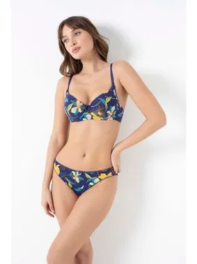 Anıl Kadın Viskon Balenli Destekli Dolgulu Çiçek Baskılı Sütyen ve Slip Takım 4243