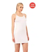 Kadın Viskon Esnek Rahat İp Askılı Atlet Kombinezon Jüpon Astar Özkan 27190 Beyaz farklı açı