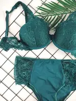 Kadın Yeşil Dolgusuz Sütyen Takım Godewo 20201 Zümrüt Yeşil farklı açı