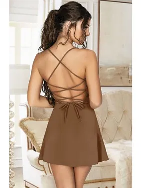 Pink Night Kahverengi Şık Kadın Seksi Elbise Pink Night 4406 - Alternatif Görünüm