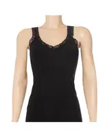 Kalın Askılı 3Lü Paket Modal Askıları Dantelli Kadın Siyah Atlet Yıldız 2261 Siyah