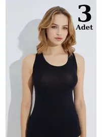 Arma Yıldız Kalın Askılı Kadın Atlet Siyah Ribana Atlet 3lü Paket Arma Yıldız 3303 - 3 ADET