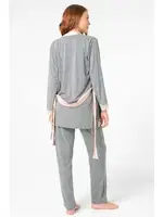 Kalın Askılı V Yaka Viskon düz Kışlık Örme Normal Bel Dantel Detaylı Pijama Takımı Sabahlık Anıl 5803 Gri Melanj farklı açı