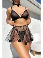 Kalp Desenli Zincirli Fantazi Etekli Takım NightLight 3617 detay görünüm