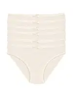 Kalpli Ekru 6'lı Paket Pamuk Kadın Bikini Külot Yıldız 3577 Ekru