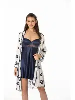 Kalpli Saten Emprime Gecelik Sabahlık Takım Pierre Cardin 2406 