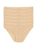 Kalpli Ten 6'lı Paket Pamuk Kadın Bikini Külot Yıldız 3576 Ten