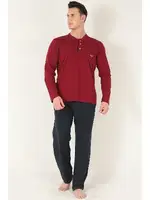 KANZ 2 Parça Erkek Soft Doğal Pamuk Pijama Takımı Miorre 014-000008 Bordo