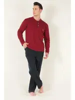 KANZ 2 Parça Erkek Soft Doğal Pamuk Pijama Takımı Miorre 014-000008 Bordo farklı açı