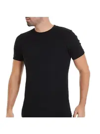 Yıldız Çamaşır Kapalı Yaka Ribana 3'lü Paket Pamuk Kısa Kollu Siyah Atlet Yıldız 57