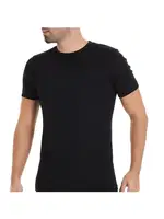 Kapalı Yaka Ribana 3'lü Paket Pamuk Kısa Kollu Siyah Atlet Yıldız 57 Siyah