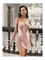 Kaplı Püsküllü 2li Dantel Saten Gecelik Takımı İmaj 3201 Somon farklı açı