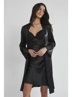 Kaplı Saten Dantelli Gecelik Sabahlık Takımı Pierre Cardin 4050  Siyah görsel 26