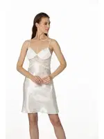 Kaplı Saten Dantelli Gecelik Sabahlık Takımı Pierre Cardin 4050  Ekru görsel 18