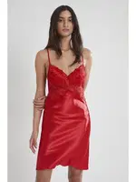 Kaplı Saten Dantelli Gecelik Sabahlık Takımı Pierre Cardin 4050  Kırmızı görsel 4