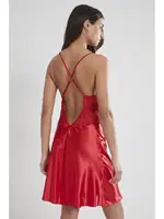 Kaplı Saten Dantelli Gecelik Sabahlık Takımı Pierre Cardin 4050  Kırmızı görsel 5