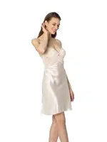 Kaplı Saten Dantelli Gecelik Sabahlık Takımı Pierre Cardin 4050  görsel 9