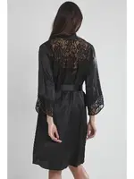 Sırt Dekolteli Kaplı Saten Dantelli Gecelik Sabahlık Takımı Pierre Cardin 4075 Siyah görsel 27