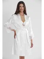 Sırt Dekolteli Kaplı Saten Dantelli Gecelik Sabahlık Takımı Pierre Cardin 4075 Ekru görsel 19