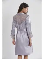 Sırt Dekolteli Kaplı Saten Dantelli Gecelik Sabahlık Takımı Pierre Cardin 4075 görsel 15