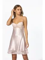 Sırt Dekolteli Kaplı Saten Dantelli Gecelik Sabahlık Takımı Pierre Cardin 4075 Pudra görsel 9