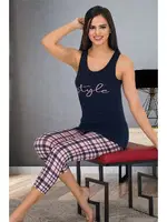 Kapri Askılı Lady Pijama Takımı Lady 12030 Lacivert