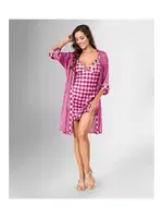 Kareli Fuşya 2li Sabahlık Gecelik Takımı Ahu Loriva 1834 Fuşya