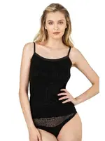 Kaşkorse Fitilli Esnek Viskon İnce Askılı Kadın Atlet Özkan 26763  Siyah