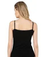 Kaşkorse Fitilli Esnek Viskon İnce Askılı Kadın Atlet Özkan 26763  Siyah detay görünüm