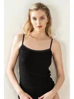 Kaşkorse Fitilli Esnek Viskon İnce Askılı Kadın Atlet Özkan 26763  Siyah görsel 4