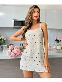 Lily Bianca Kiraz Desenli Beyaz Penye Gecelik Lily Bianca 13000