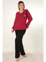 Kırmızı Bayan Pijama Takımı Miorre 001-015089 Kırmızı detay görünüm