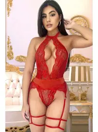 Jesica Bella Kırmızı Body Dantelli Jartiyer Takım Jesica Bella E-0026