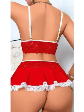 Lily Bianca Kırmızı Dantel Büstiyer Etek Seksi Takım Lily Bianca LB-139 - Alternatif Görünüm
