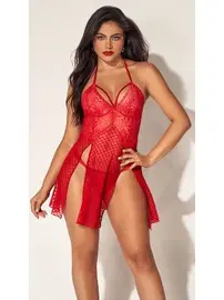 For Dreams Kırmızı Dantelli Boyundan Askılı Gecelik Takım For Dreams 8604